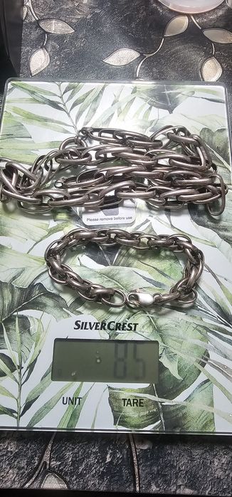 Сребърен ланец с гривна