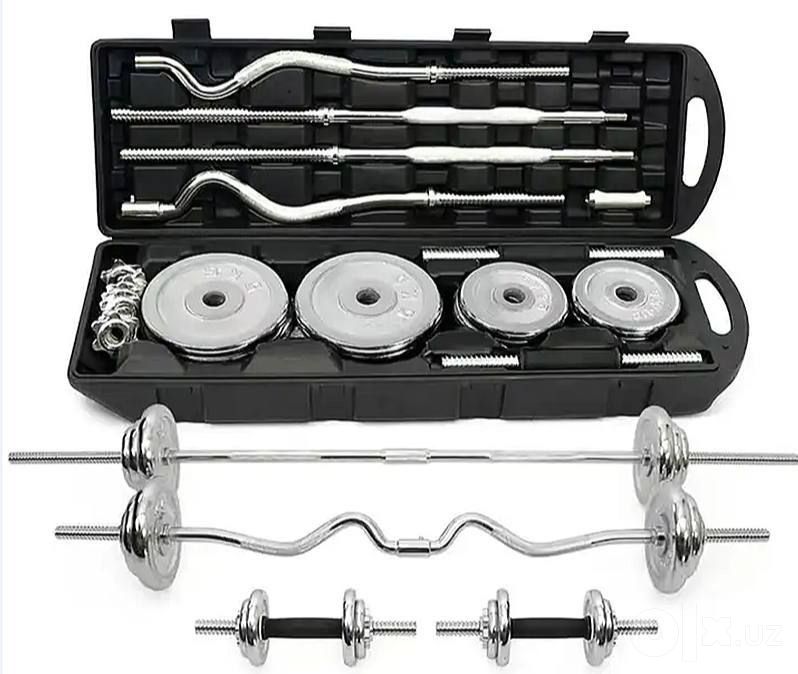 Гантель штанга 30 50 55 кг китайский с чемоданом Gantel shtanga