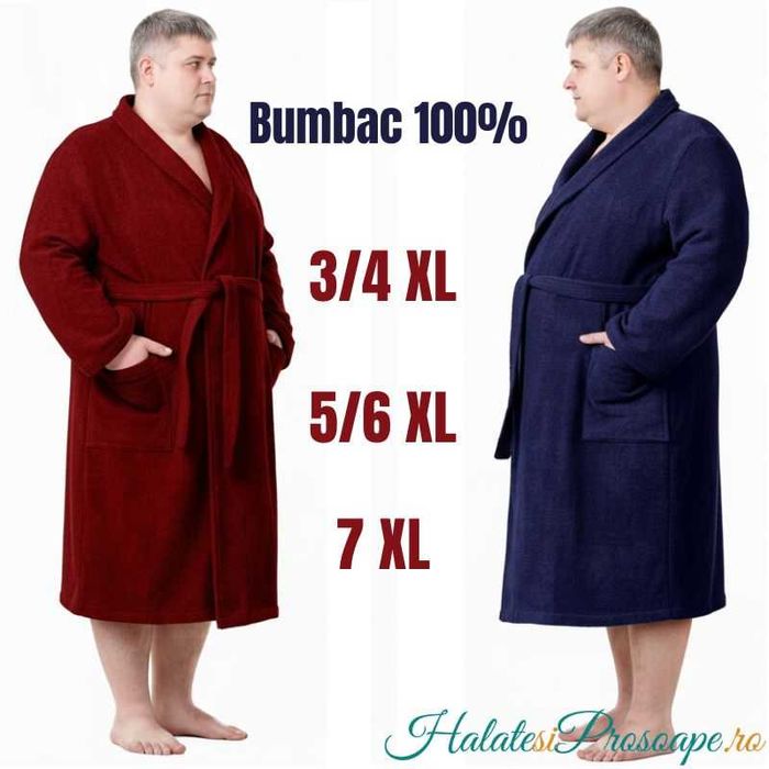 Halate de baie / casă mărimi mari (3/4XL, 5/6XL sau 7XL), bumbac 100%