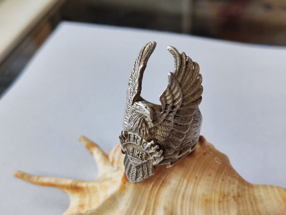 Стар Сребърен пръстен с орел Anerican biker 925