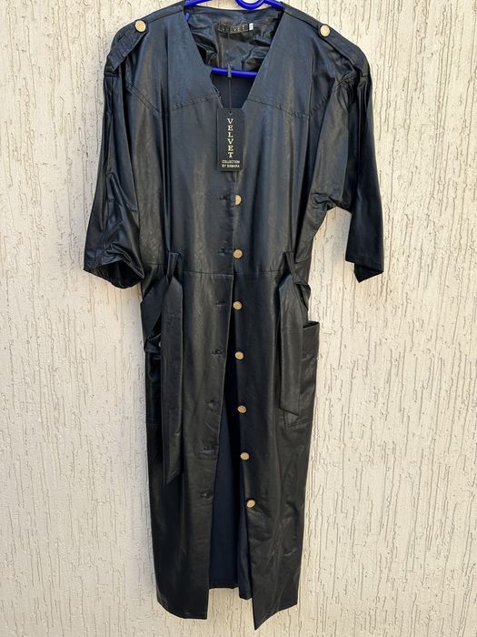 Кожаное платье халат