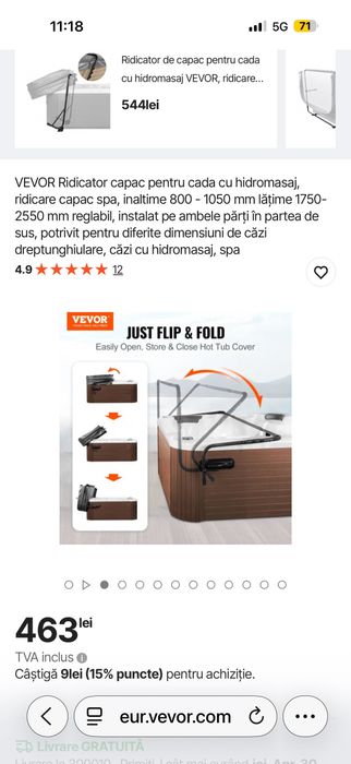 Suport capac jacuzzi-ciubar nou