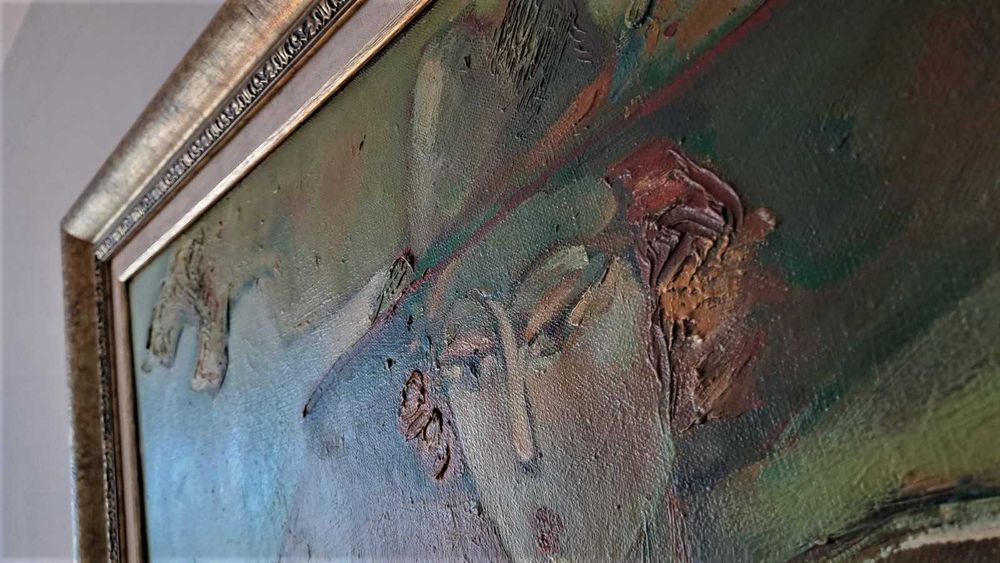 "Дама с шапка", картина oil on canvas 70х80 см