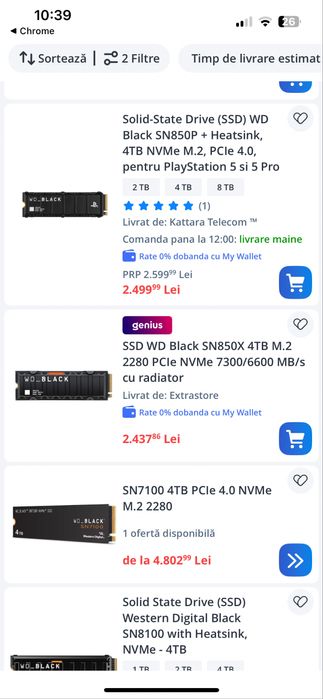 SSD WD Black SN850X 4TB PCI Express 4.0 x4 M.2