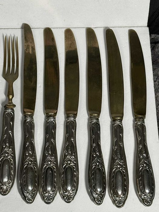 SET TACAMURI - 6 FURCULITE + 6 CUTITE - ARGINT 800 -Vintage -6.4lei/gr