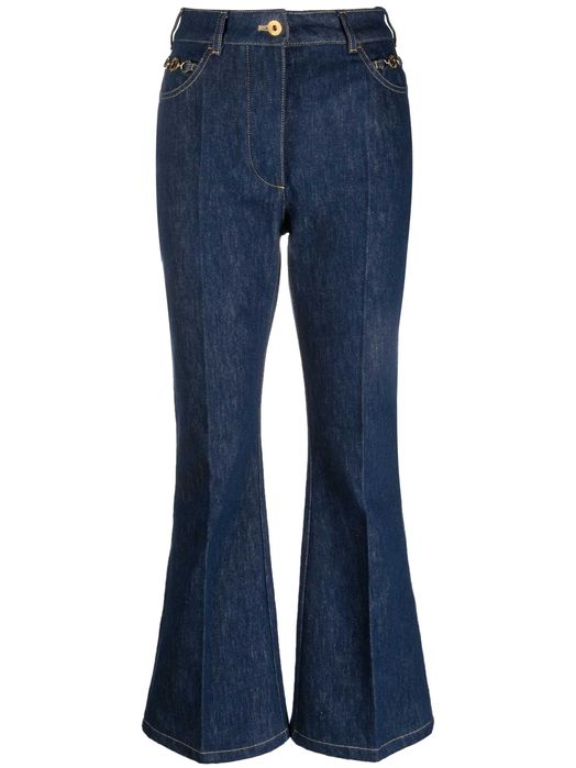 patou jeans blue navy gold details high waist new