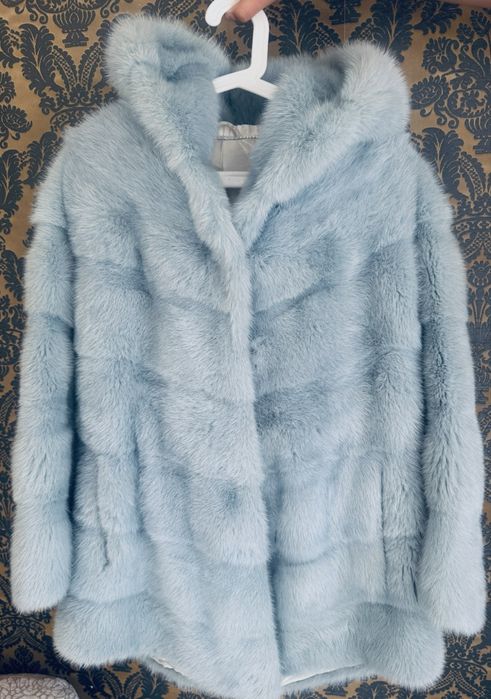 Шуба норковая серо-голубая