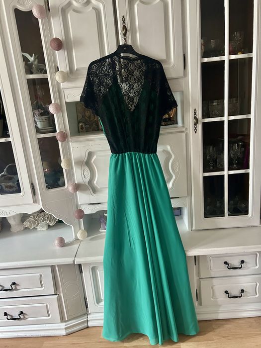 rochie de seara din voal verde smarald