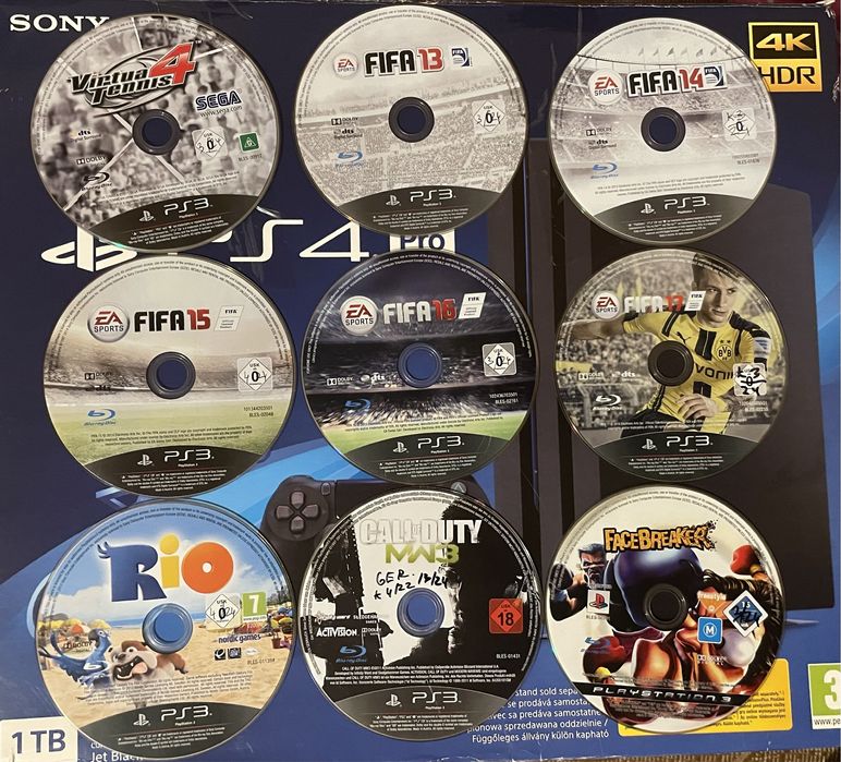 Ps3 superslim 1TB 4 controllere wireless 9 jocuri 1-4 jucatori sigilat