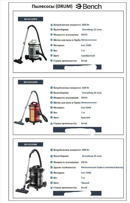 Строительные-промышленные пылесосы Bench в наличии по оптовой цене!!