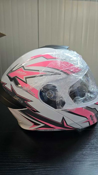Casca Moto/Scuter Flip-Up, Viziera Dubla, Modulabila, Roz