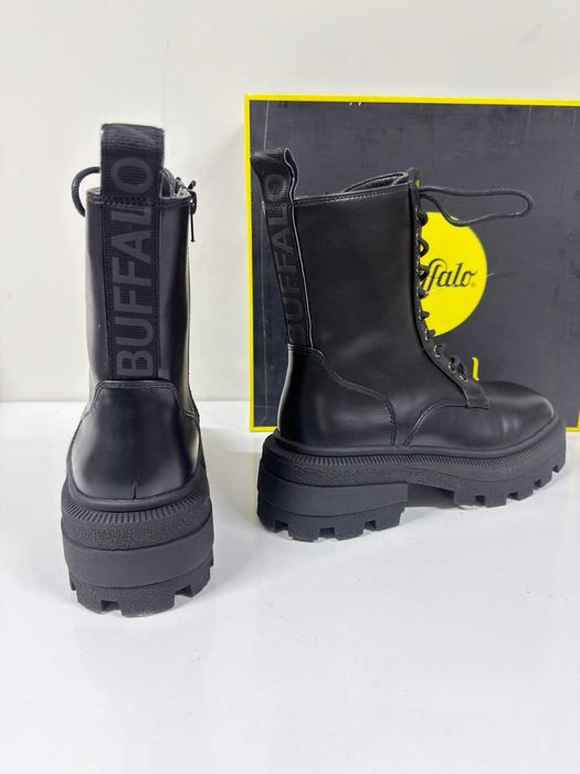 НОВИ Дамски кубинки/боти BUFFALO Aspha NC Mid Vegan (Черни) - Размер 39 (25 см стелка)