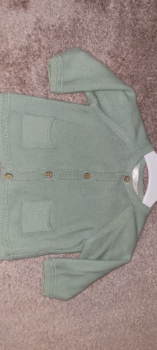 Compleu botez din in+ bumbac 100%,  cu 5 piese + jerseu mayoral