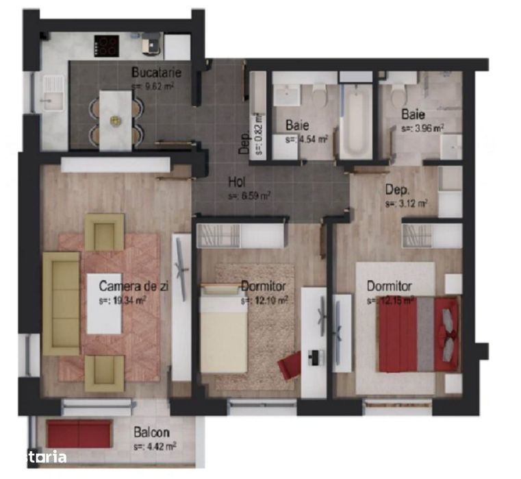 Apartament 3 camere, parcare inclusa - Casa Nobel Tractorul Coresi