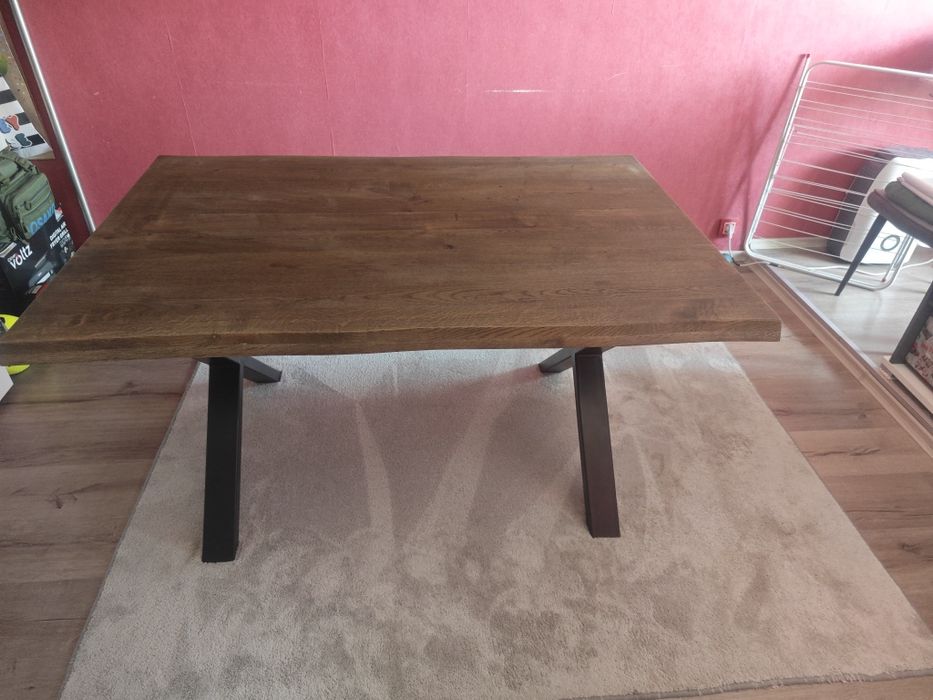 Трапезна маса КАСТЕЛ-3 с плот  от дъбов масив 140/95/75h