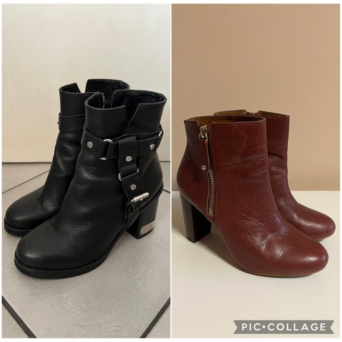 Дамски боти на ток естествена кожа Zara, Topshop