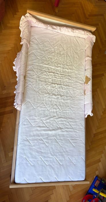 Детско легло с парапет и матрак IKEA Sniglar, 3-7 години 165/77 см.