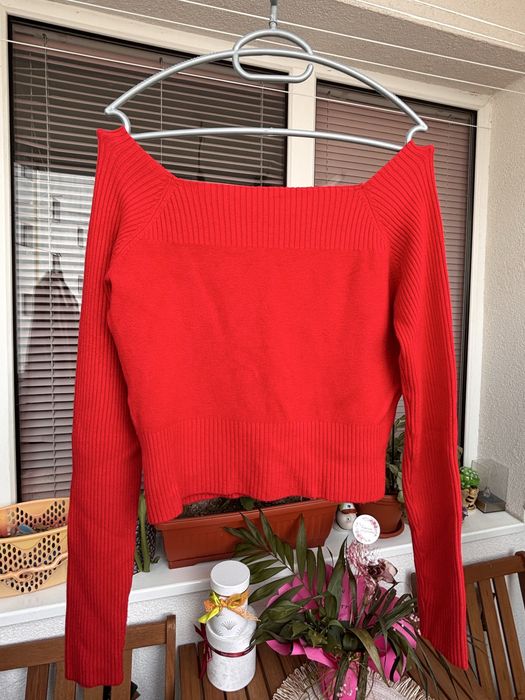 Дамска червена блуза, кроп топ