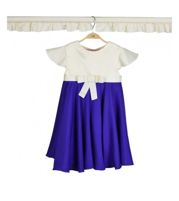 рокля в екрю и лилаво за деца