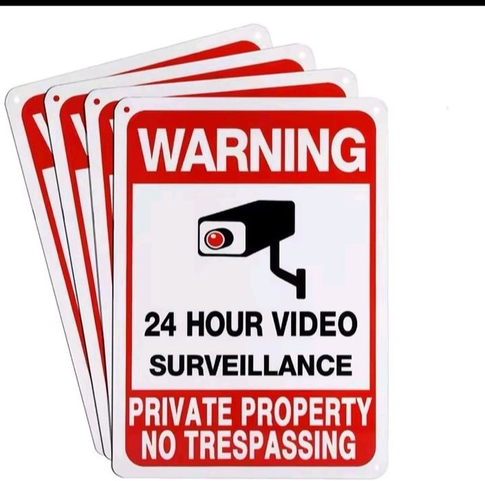 Предупредителен знак за видеонаблюдение 24 часа в денонощието