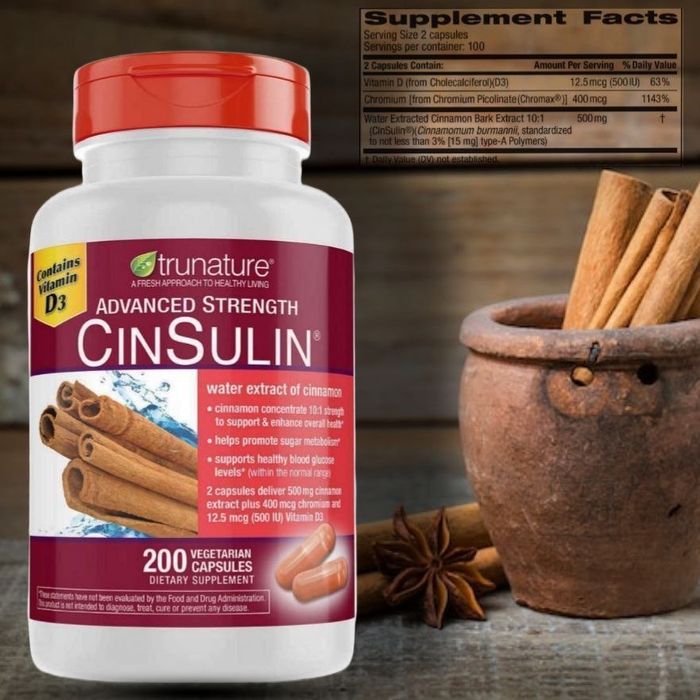 Цинсулин- Корица, Хром, Д3 CinSulin 200 капс Trunature из Америки