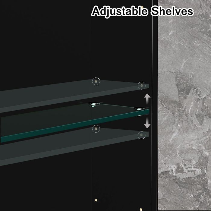 Сводест шкаф с огледало, за лекарства за баня, полиран никел, на стена