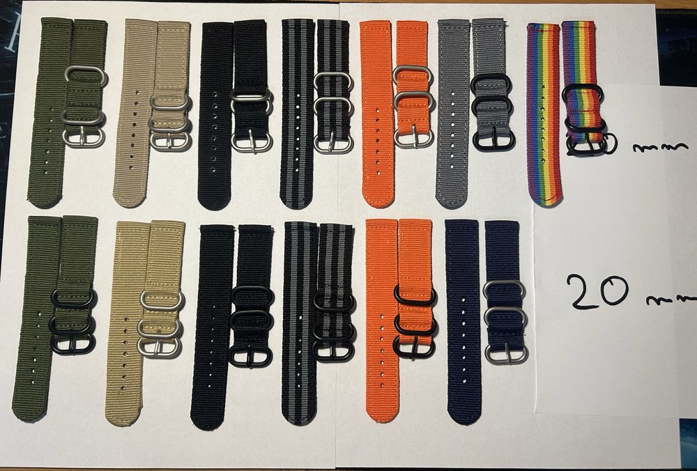 ceas nato curea strap 18 mm  20 mm telescop naylon  din 2 bucati