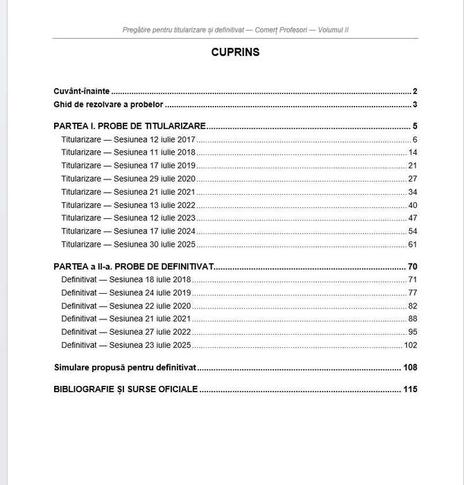 Pachet pregatire Titularizare si Definitivat COMERT – Profesori, Vol. I Sinteze tematice + Vol. II Probe rezolvate 2017–2025