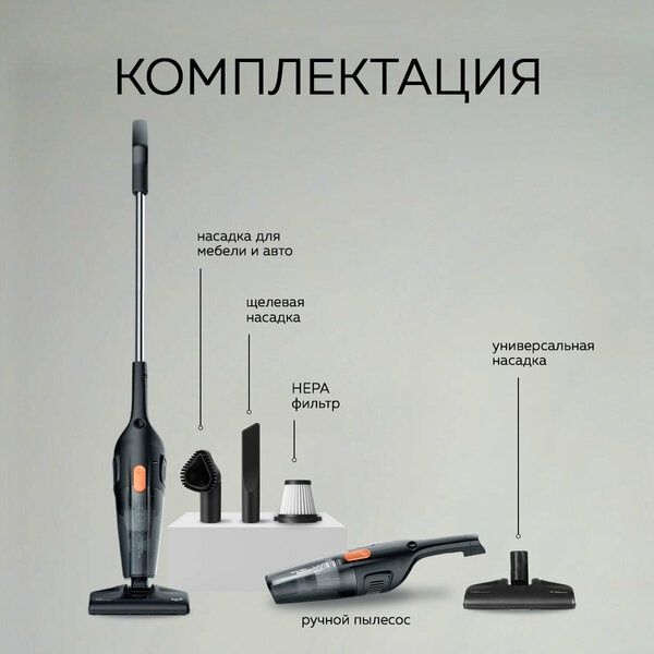 Пылесос вертикальный для дома Deerma DX115C, 1,2 л, проводной, сетевой