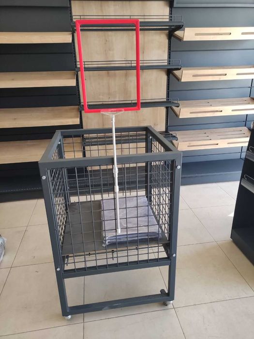 ОФЕРТА! Промо кош подсилен,колела,стопери и подвижно дъно сив 60/60/85