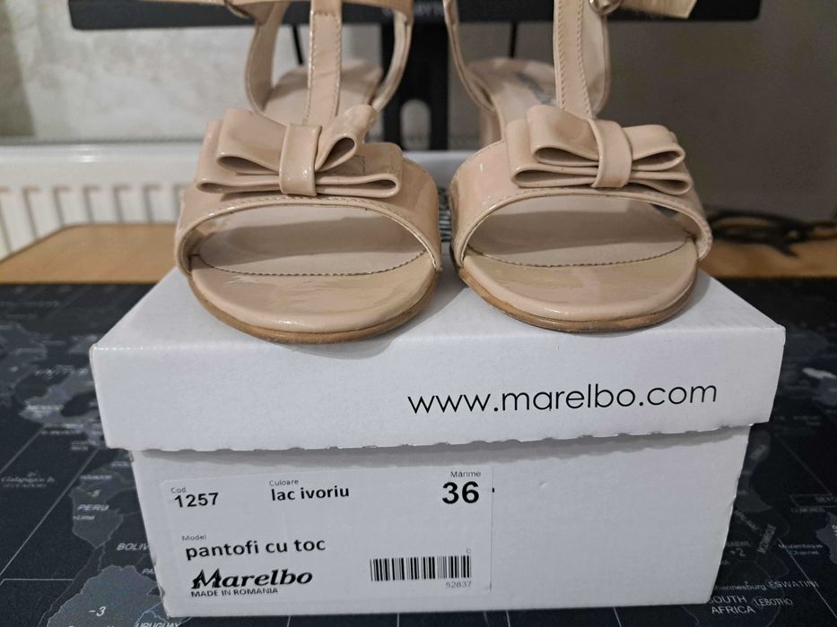 Pantofi cu toc 1257 lac ivoriu