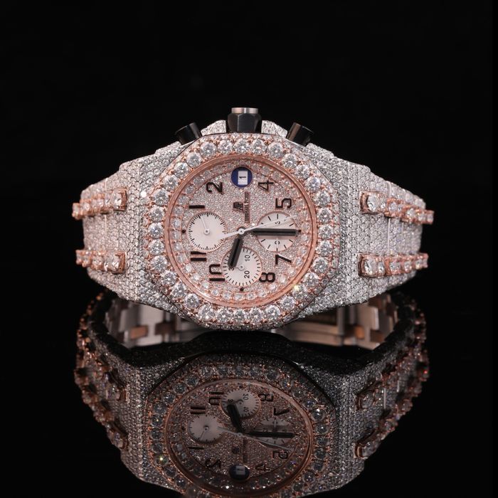 Rose Gold Iced Out Chronograph Diamond Watch | Luxury Fully Flooded Watch