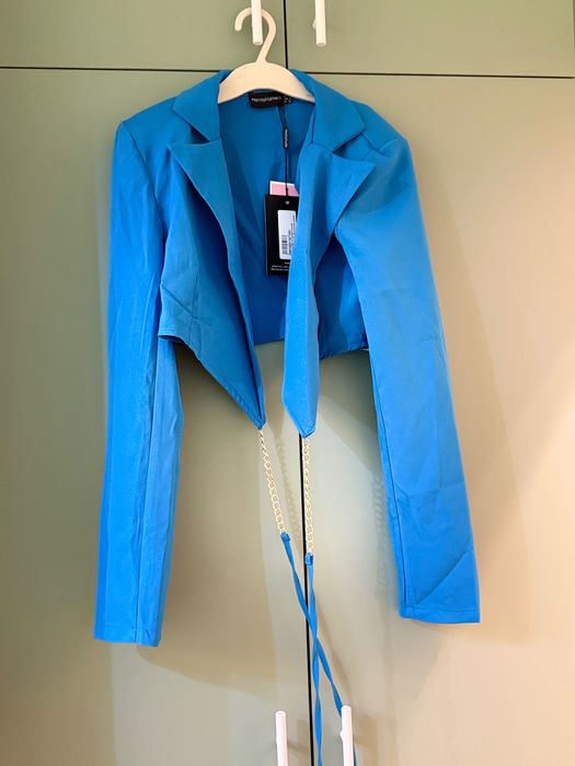 Синьо късо сако тип прегърни ме