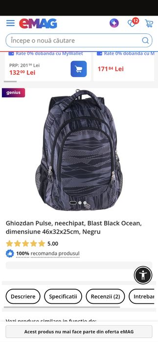 Ghiozdan /Rucsac Pulse negru