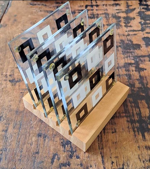 подложки за чаши стъкло Хенкелс Henkels с дървена поставка Германия