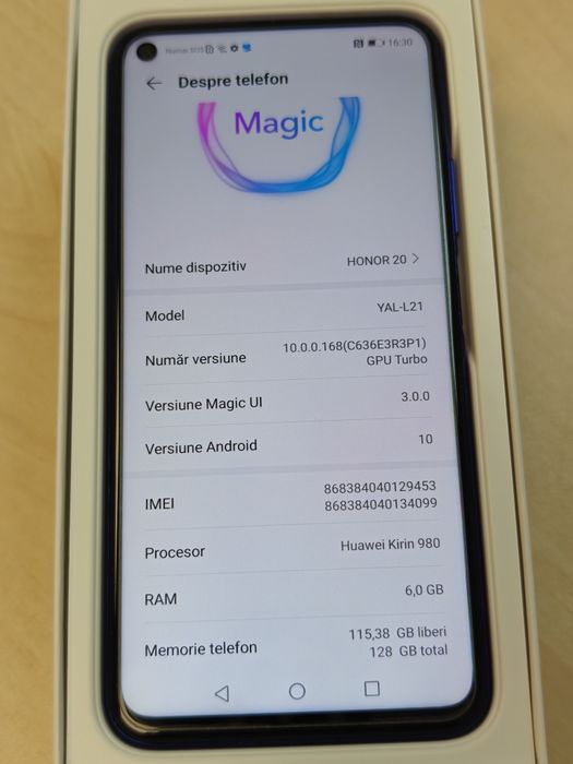Honor 20 Sapphire Blue (6GB/128GB) • Ca NOU • Procesor P30 Pro