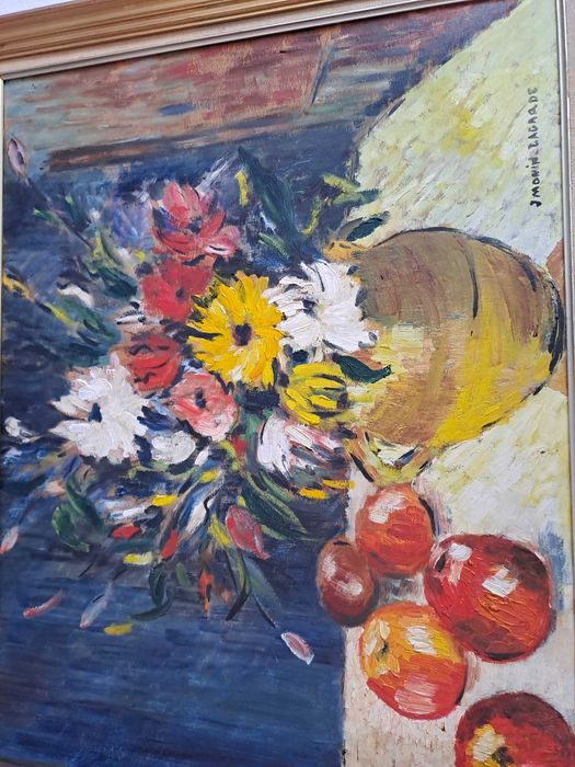 tablou pictura pe placaj 83/59 cm semnat