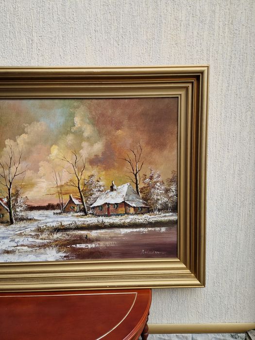 Уникална антикварна белгийска картина масло върху платно