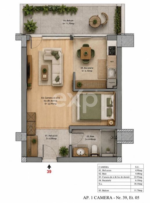 Apartament Tip Studio-Parc Sebastian