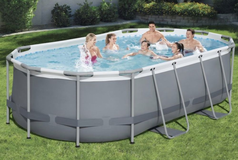 Piscina ovala ,cu pompa si scara,cadru metalic,427×250×100cm