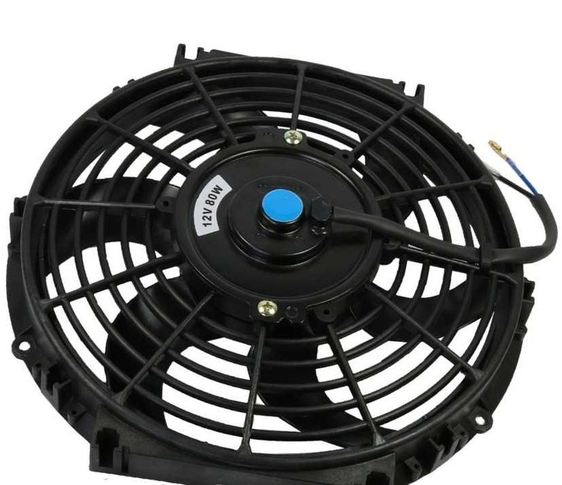 Универсален електрически вентилатор перка за радиатор - 10'' (25см), 12V, 80W, ABS и стомана, безшумен