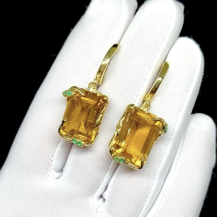 Эксклюзив. Серьги с натуральными Цитринами