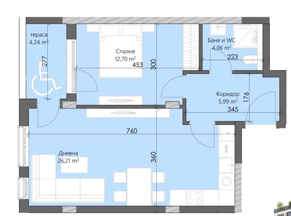 Продава се Двустаен апартамент в Пловдив, Кършияка - 74 кв.м за 1206 €/кв.м - Снимка #1