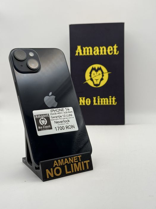 iPhone 14 Black 256GB Baterie 84% Full Box  Garantie 12 Luni.