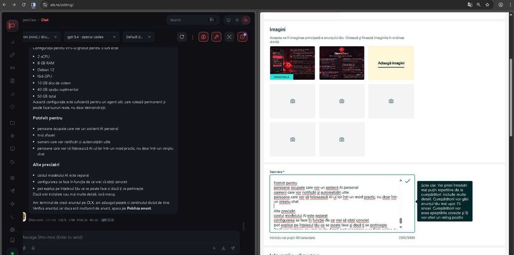 Instalare OpenClaw, asistent AI pentru automatizări și notificări | Server VPS gratis 3 luni