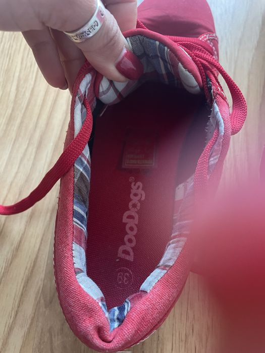 DooDogs, червени полу боси обувки, гуминетки