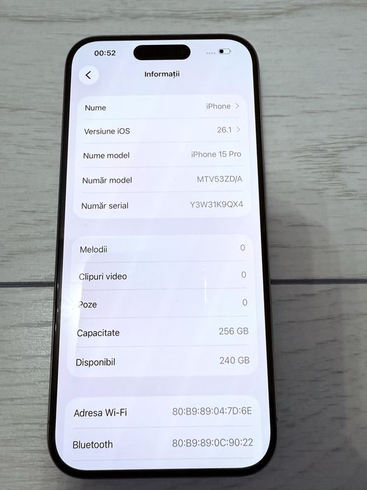 iPhone 15 Pro , Natural Titanium ,256 GB , ca NOU