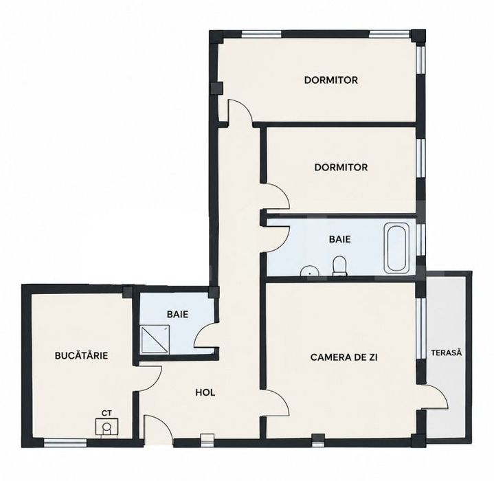 Apartament 3 camere, 89 mp, decomandat, parcare subterana – Borhanci