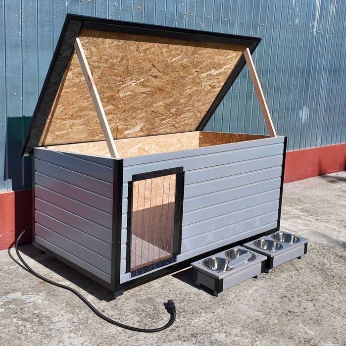 Cusca Caine Spatioasa Izolata Incalzita cu Profile Antiros Gri Nordic