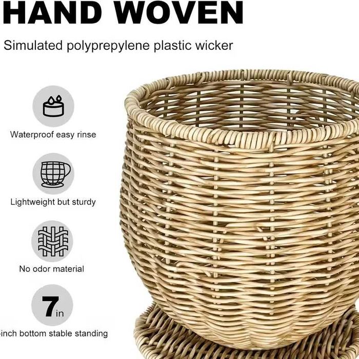 Голяма ратанова кошница Органайзер за кафе капсули Бохо стил